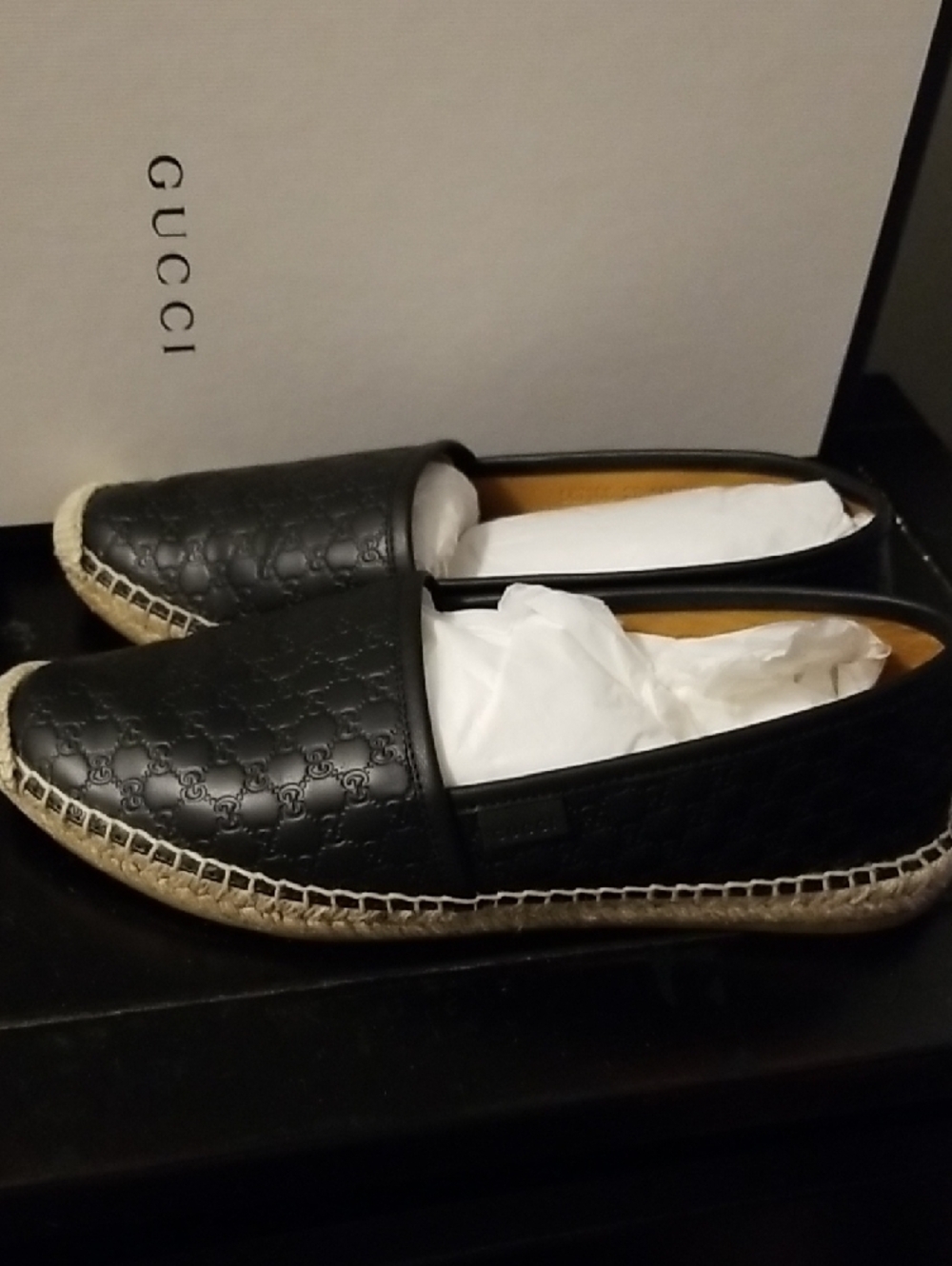 Gucci Black Quilted Leather Espadrille Flats - Picture 4 of 13